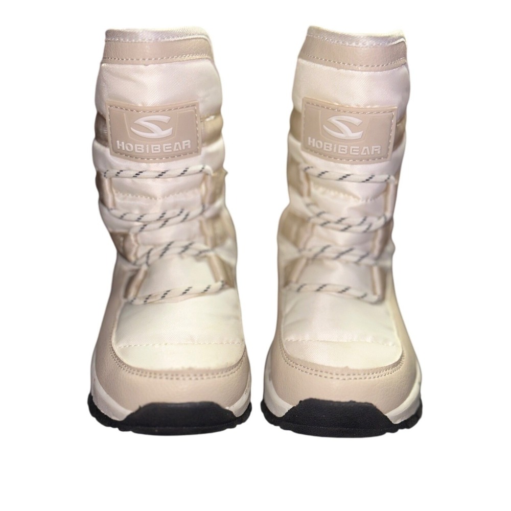 HobiBear Snow Boots Cream White Waterproof  velcro Size‎ 10.5-11.5 toddler